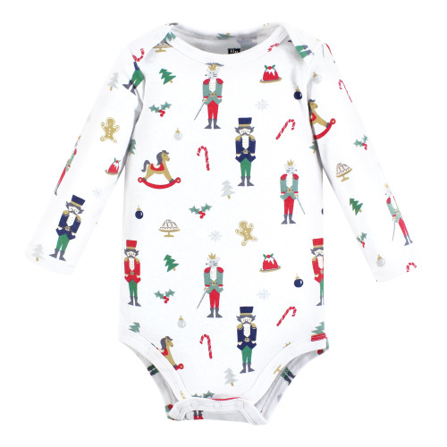 Hudson Baby Unisex Baby Cotton Long-Sleeve Bodysuits 3-Pack, Nutcracker
