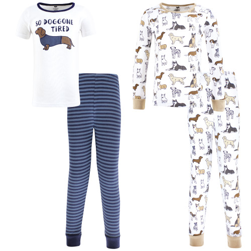 Hudson Baby Unisex Baby Cotton Pajama Set 4-Pack, Navy Dogs