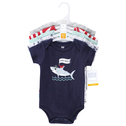 Hudson Baby Unisex Baby Cotton Bodysuits 5-Pack, Fun Pirate