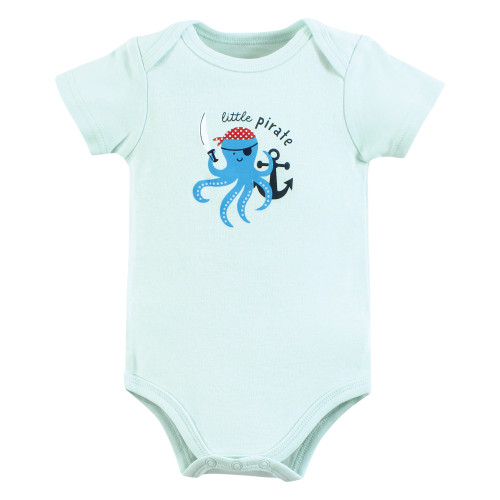 Hudson Baby Unisex Baby Cotton Bodysuits 5-Pack, Fun Pirate