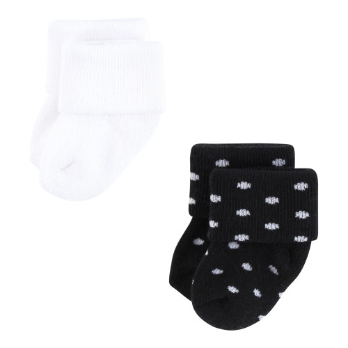 Hudson Baby Unisex Baby Cotton Rich Newborn and Terry Socks 8-Pack, Black Flower