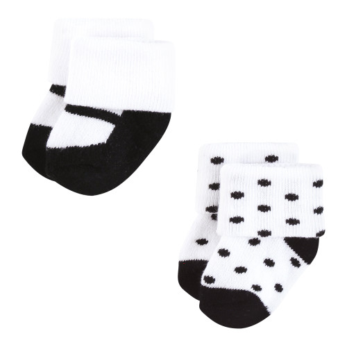 Hudson Baby Unisex Baby Cotton Rich Newborn and Terry Socks 8-Pack, Black Flower