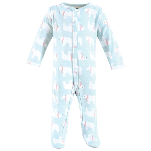 Hudson Baby Unisex Baby Cotton Sleep and Play 3-Pack, Pink Mint Polar Bear