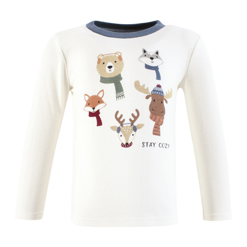 Hudson Baby Unisex Baby Long Sleeve T-Shirts 5-Pack, Cozy Woodland Friends