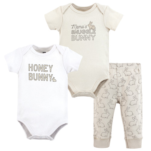 Hudson Baby Unisex Baby Cotton Bodysuit and Pant Set, Honey Bunny