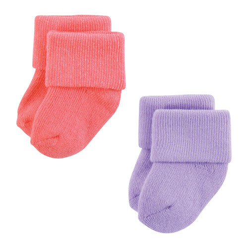 Hudson Baby Unisex Baby Cotton Rich Newborn and Terry Socks 12-Pack, Solid Pink Purple