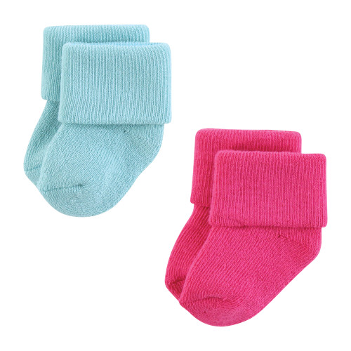 Hudson Baby Unisex Baby Cotton Rich Newborn and Terry Socks 12-Pack, Solid Pink Purple