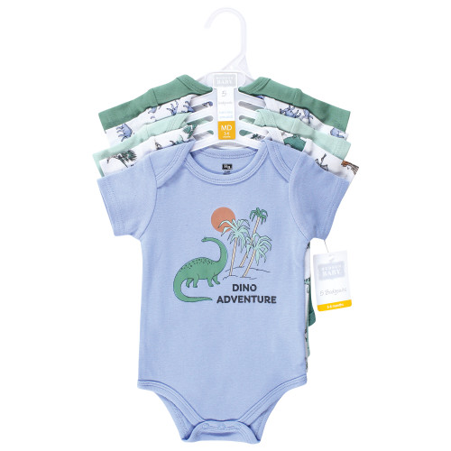 Hudson Baby Unisex Baby Cotton Bodysuits 5-Pack, Boy Dino World