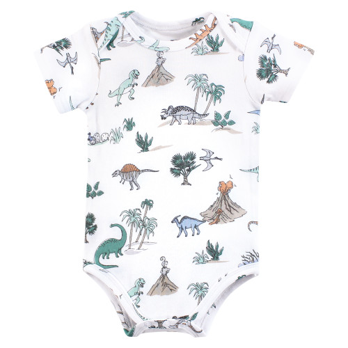 Hudson Baby Unisex Baby Cotton Bodysuits 5-Pack, Boy Dino World