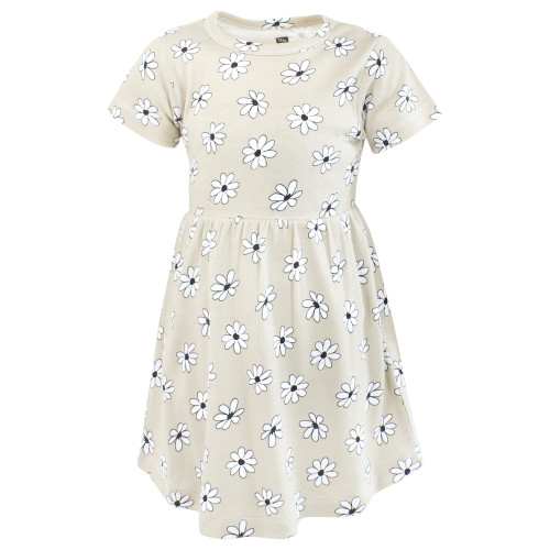 Hudson Baby Girls Cotton Dresses 2-Pack, Neutral Daisy