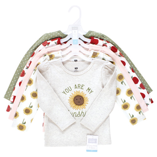 Hudson Baby Unisex Baby Long Sleeve T-Shirts 5-Pack, Sunflower Apples