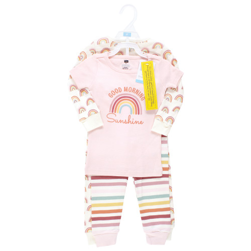 Hudson Baby Unisex Baby Cotton Pajama Set 4-Pack, Sunshine And Rainbows