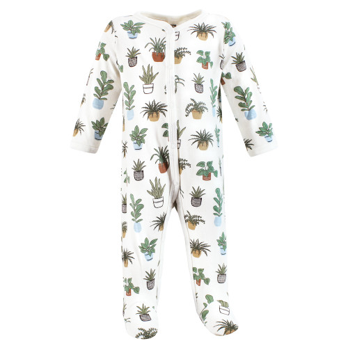 Hudson Baby Unisex Baby Cotton Sleep and Play 3-Pack, Plants