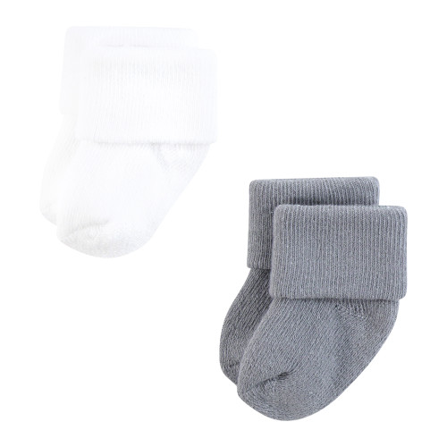 Hudson Baby Unisex Baby Cotton Rich Newborn and Terry Socks 12-Pack, Gray White Stripe