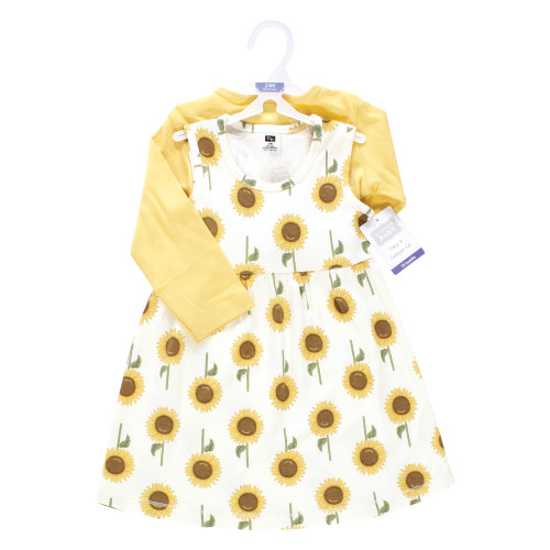 Hudson Baby Baby Girls Cotton Dress and Cardigan Set, Sunshine Sunflower