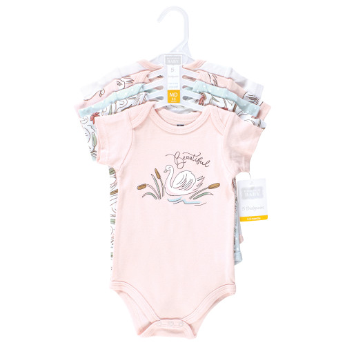 Hudson Baby Unisex Baby Cotton Bodysuits 5-Pack, Swan