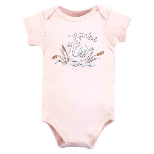 Hudson Baby Unisex Baby Cotton Bodysuits 5-Pack, Swan