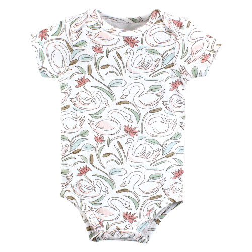 Hudson Baby Unisex Baby Cotton Bodysuits 5-Pack, Swan