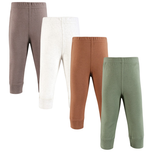 Hudson Baby Unisex Baby Cotton Pants and Leggings 4-Pack, Sage Brown