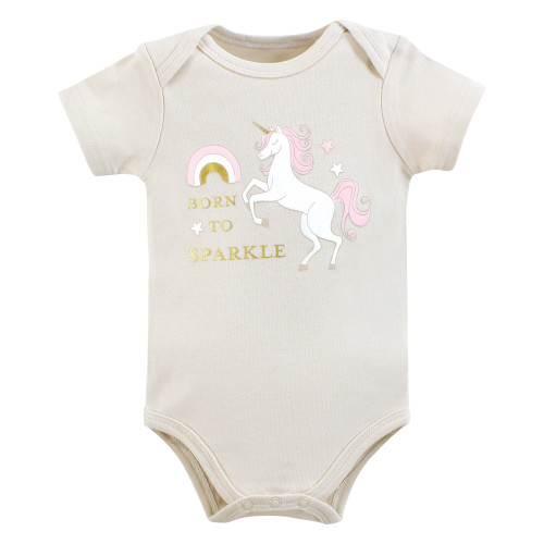 Hudson Baby Unisex Baby Cotton Bodysuits 5-Pack, Unicorn Dreams