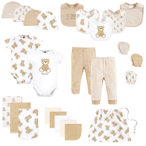 Hudson Baby Unisex Baby Layette Baby Starter Set 25pc, Teddy Bear