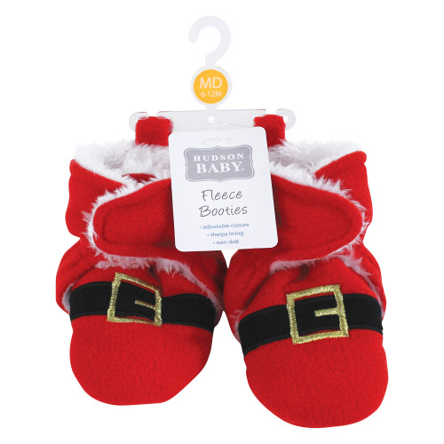 Hudson Baby Unisex Baby Cozy Fleece and Sherpa Booties, Santa Boots