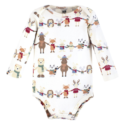 Hudson Baby Unisex Baby Cotton Long-Sleeve Bodysuits 5-Pack, Cozy Woodland Friends