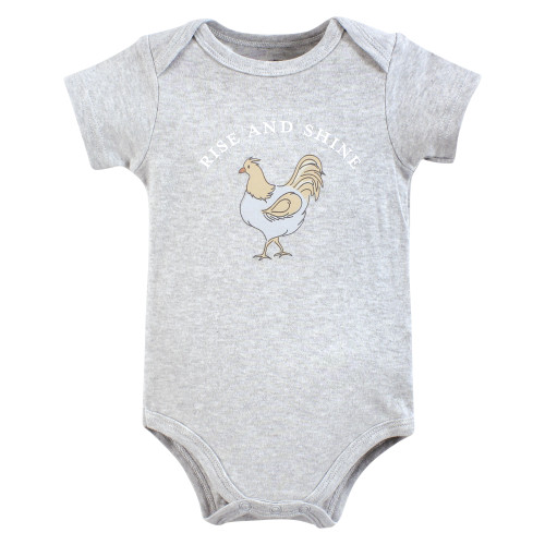 Hudson Baby Unisex Baby Cotton Bodysuits 5-Pack, Farm World