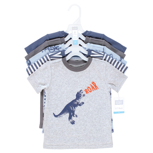 Hudson Baby Unisex Baby Short Sleeve T-Shirts 5-Pack, Dino