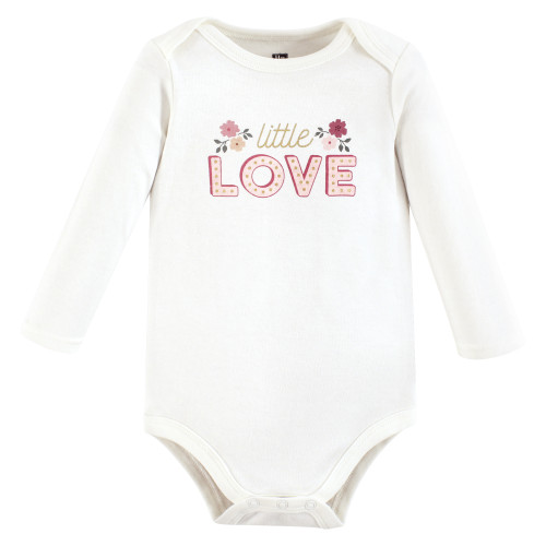 Hudson Baby Unisex Baby Cotton Long-Sleeve Bodysuits 5-Pack, Mauve Floral Love