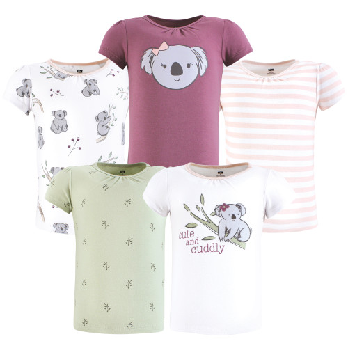 Hudson Baby Unisex Baby Short Sleeve T-Shirts 5-Pack, Koala