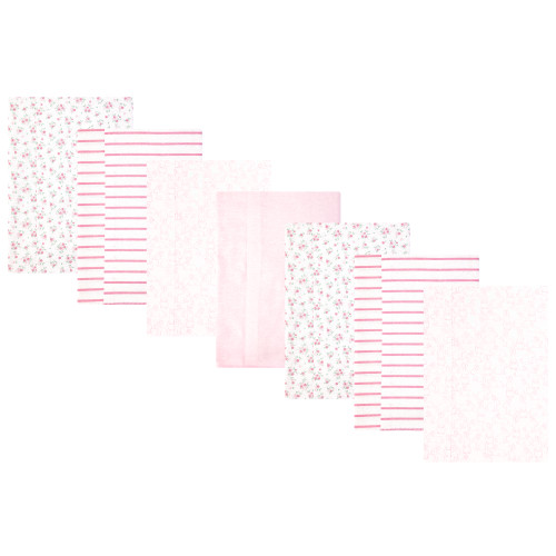 Hudson Baby Cotton Flannel Burp Cloths, Wispy Wild Flower Bunny 1