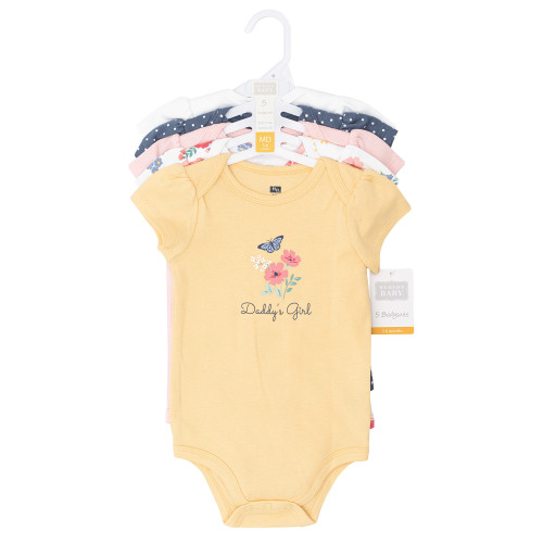 Hudson Baby Cotton Bodysuits 5-Pack, Butterfly Floral