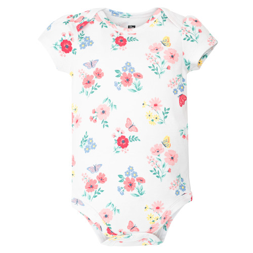 Hudson Baby Cotton Bodysuits 5-Pack, Butterfly Floral