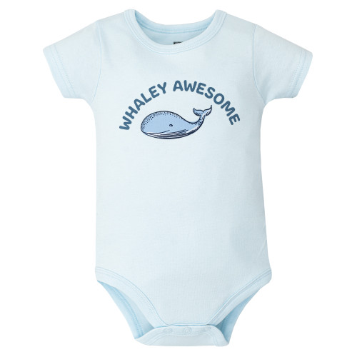 Hudson Baby Cotton Bodysuit, Shorts and Shoe Set, Blue Whaley Awesome