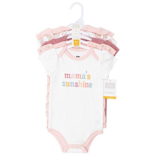 Hudson Baby Cotton Bodysuits 5-Pack, Mamas Mini Rainbow
