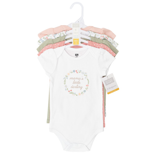 Hudson Baby Cotton Bodysuits 5-Pack, Pastel Wildflower