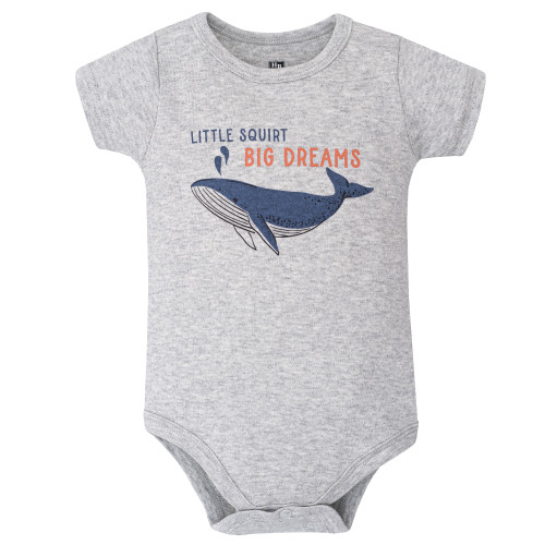 Hudson Baby Cotton Bodysuit, Shorts and Shoe Set, Big Dreams Whale