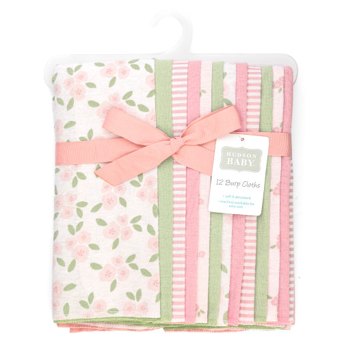 Hudson Baby Cotton Flannel Burp Cloths Bundle, Sweet Little Floral