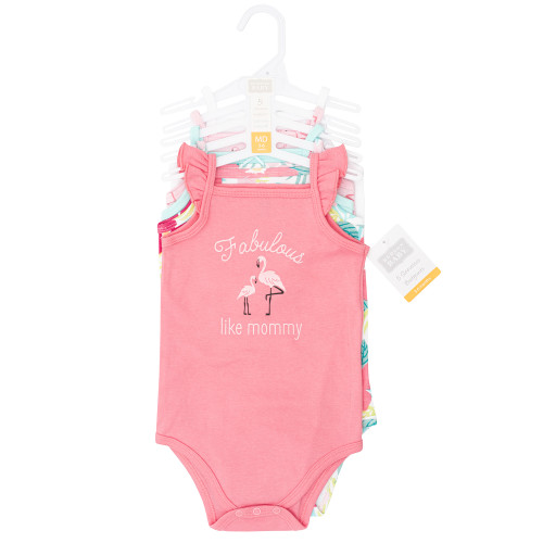 Hudson Baby Cotton Sleeveless Bodysuits, Tropical Flamingo