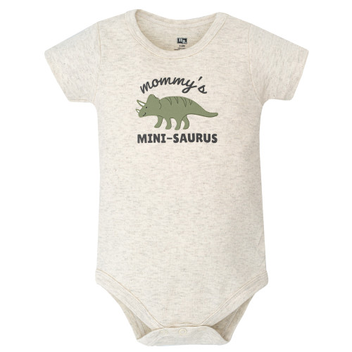 Hudson Baby Cotton Bodysuit, Shorts and Shoe Set, Sage Dino