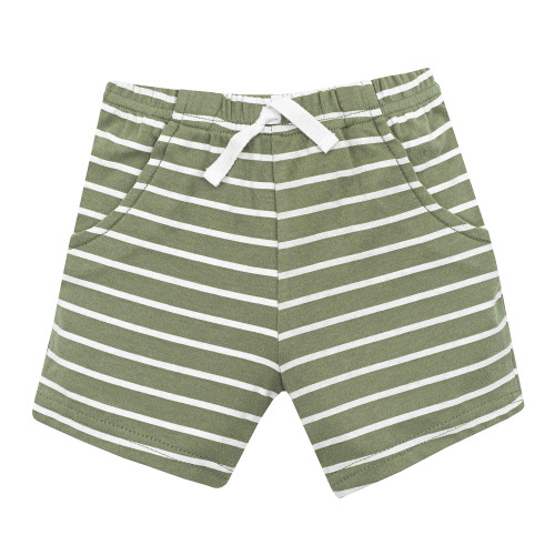 Hudson Baby Cotton Bodysuit, Shorts and Shoe Set, Sage Dino