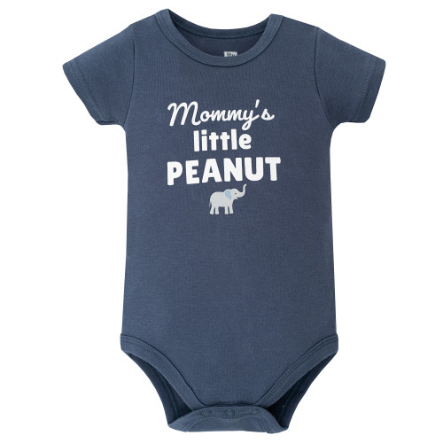 Hudson Baby Cotton Bodysuit, Shorts and Shoe Set, Blue Elephant Peanut