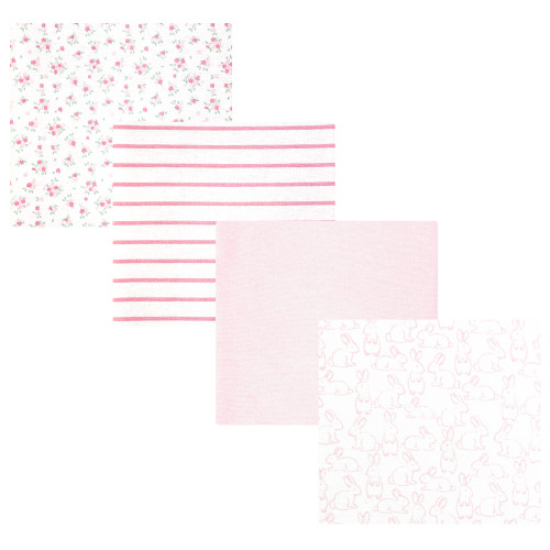 Hudson Baby Cotton Flannel Receiving Blankets, Wispy Wild Flower Bunny