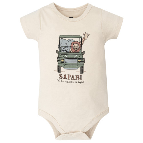Hudson Baby Cotton Bodysuit, Shorts and Shoe Set, Going On Safari
