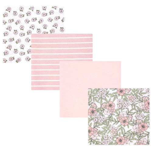 Hudson Baby Cotton Flannel Receiving Blankets, Soft Pink Floral