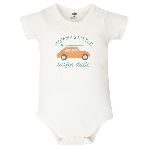 Hudson Baby Cotton Bodysuit, Shorts and Shoe Set, Mommys Surfer Dude
