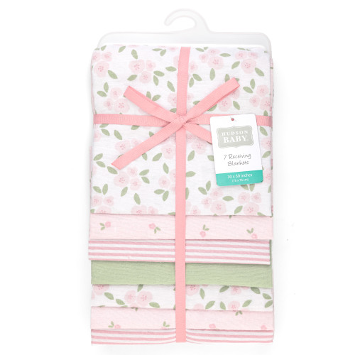 Hudson Baby Cotton Flannel Receiving Blankets Bundle, Sweet Little Floral