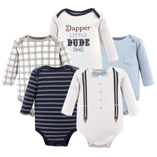 Little Treasure Cotton Bodysuits, Dapper Bow Tie Long-Sleeve