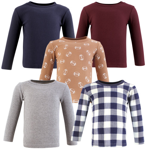 Hudson Baby Thermal Long Sleeve Tees 5pk, Football